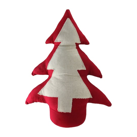Northlight 15" Red and Neutral Weighted Base Christmas Tree Tabletop Decoration - Red